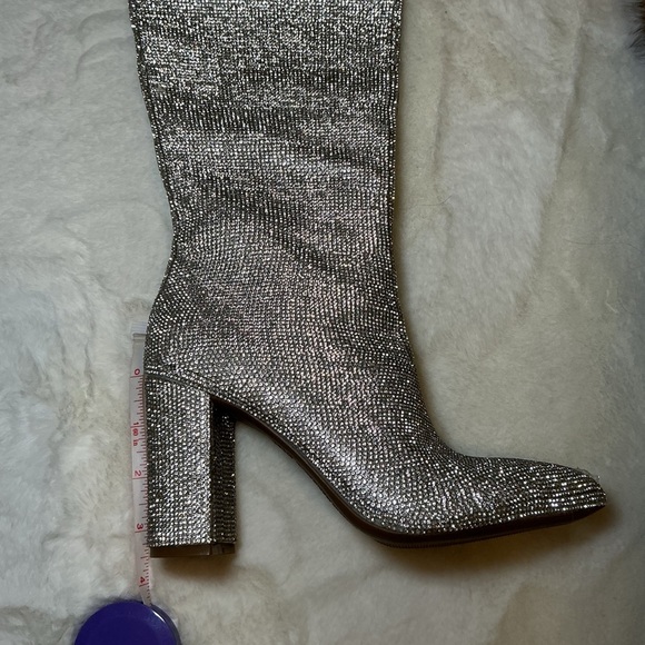 INC International Concepts Silver Glitter Knee-High Women's Boots - Picture 2 of 4